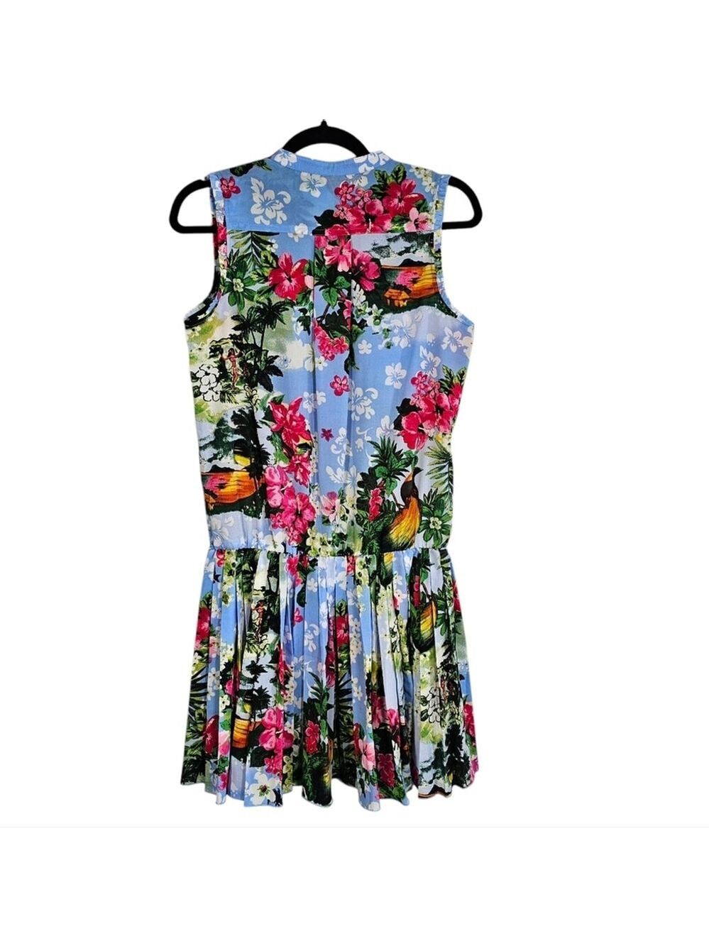 Juicy Couture Paradise Blue Sleeveless Hawaiian Floral Mini Dress Sz 4 - Picture 9 of 14